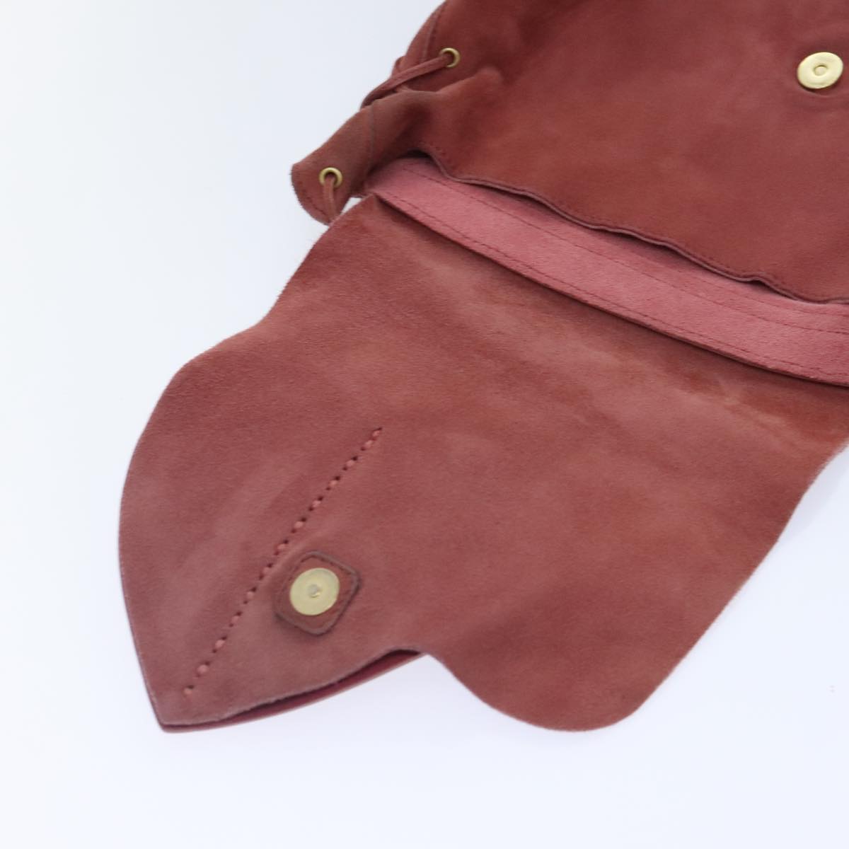 GUCCI Heart Shoulder Bag Suede Red Gold 95107 90185