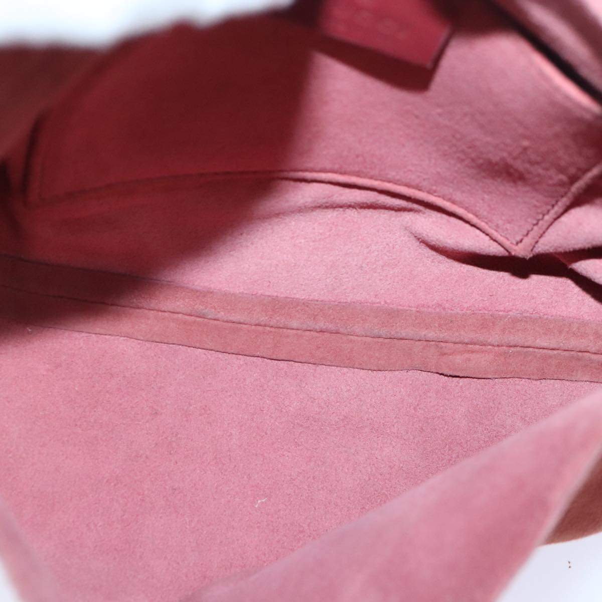GUCCI Heart Shoulder Bag Suede Red Gold 95107 90185
