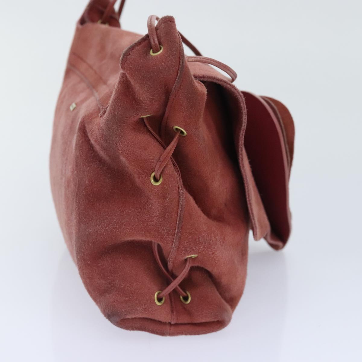 GUCCI Heart Shoulder Bag Suede Red Gold 95107 90185