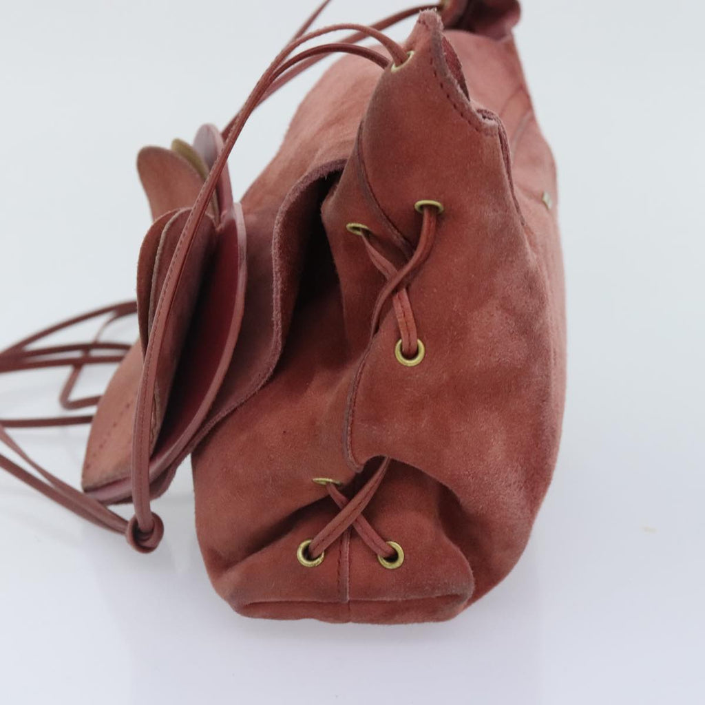 GUCCI Heart Shoulder Bag Suede Red Gold 95107 90185