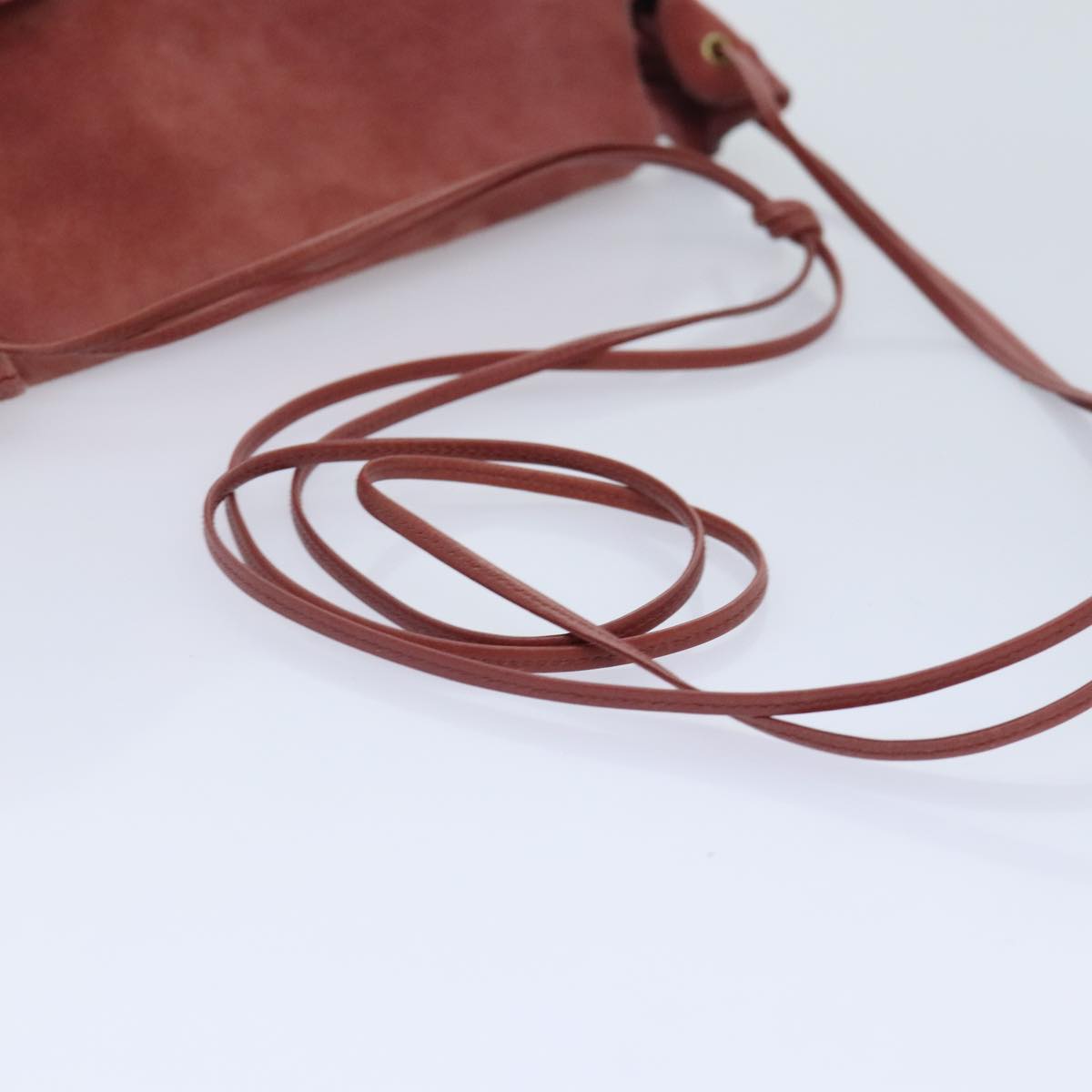 GUCCI Heart Shoulder Bag Suede Red Gold 95107 90185