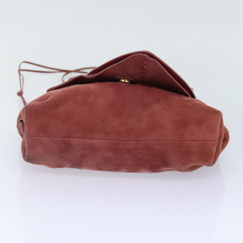 GUCCI Heart Shoulder Bag Suede Red Gold 95107 90185