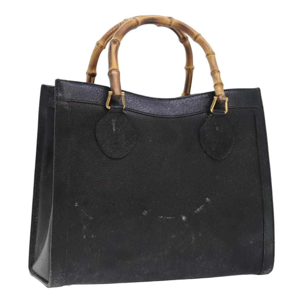 GUCCI Bamboo Hand Bag Leather Black Gold 002 1186 0260 90190