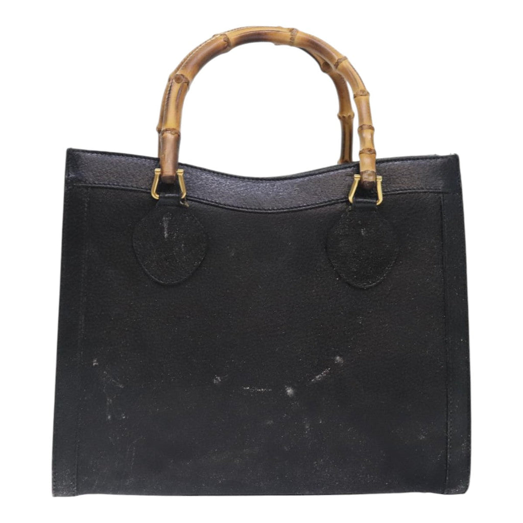 GUCCI Bamboo Hand Bag Leather Black Gold 002 1186 0260 90190