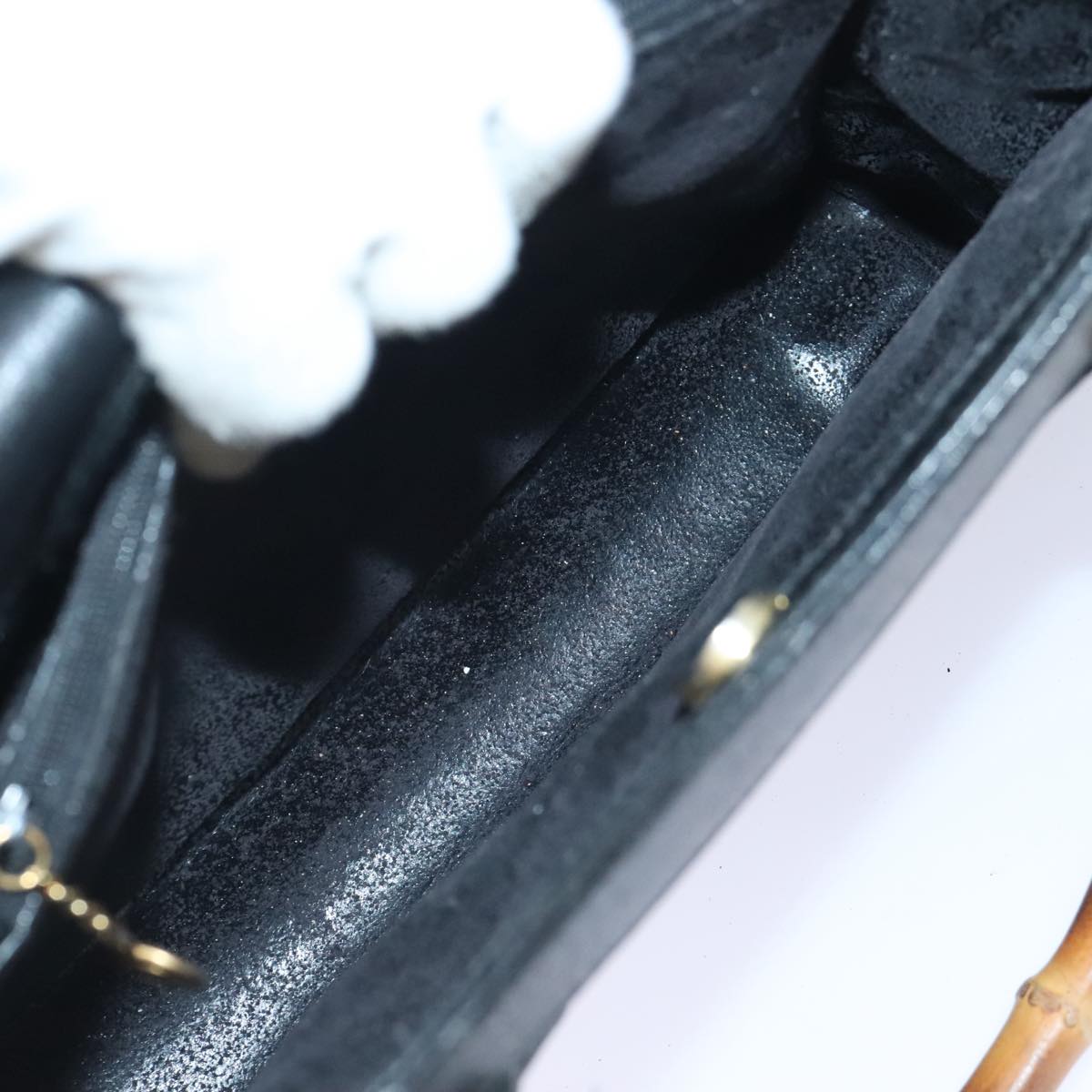 GUCCI Bamboo Hand Bag Leather Black Gold 002 1186 0260 90190