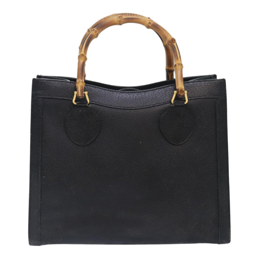 GUCCI Bamboo Hand Bag Leather Black Gold 002 1186 0260 90190