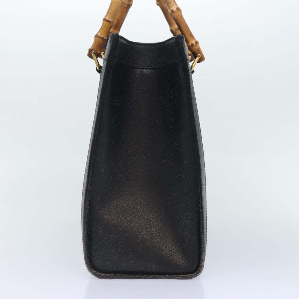GUCCI Bamboo Hand Bag Leather Black Gold 002 1186 0260 90190