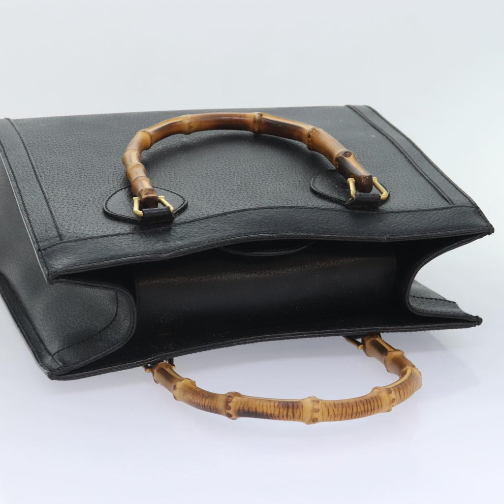 GUCCI Bamboo Hand Bag Leather Black Gold 002 1186 0260 90190