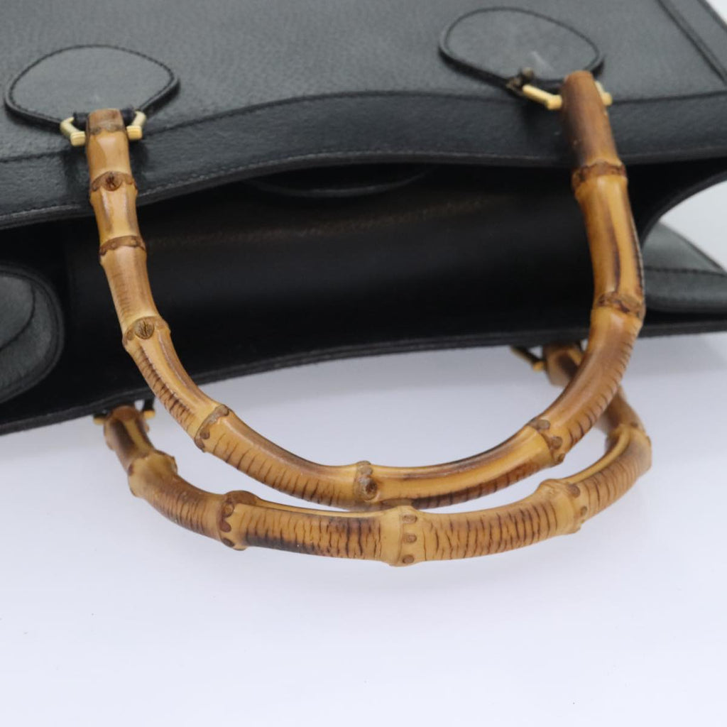 GUCCI Bamboo Hand Bag Leather Black Gold 002 1186 0260 90190