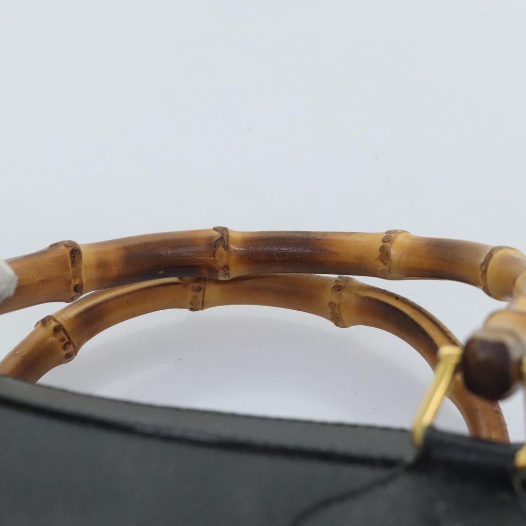 GUCCI Bamboo Hand Bag Leather Black Gold 002 1186 0260 90190