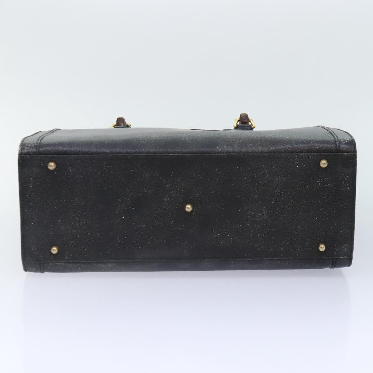 GUCCI Bamboo Hand Bag Leather Black Gold 002 1186 0260 90190