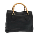 GUCCI Bamboo Hand Bag Leather Black Gold 002 2853 0260 0 90193