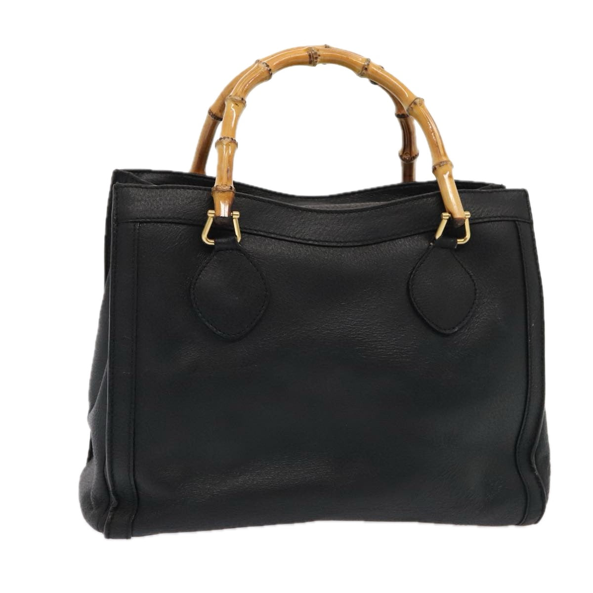 GUCCI Bamboo Hand Bag Leather Black Gold 002 2853 0260 0 90193