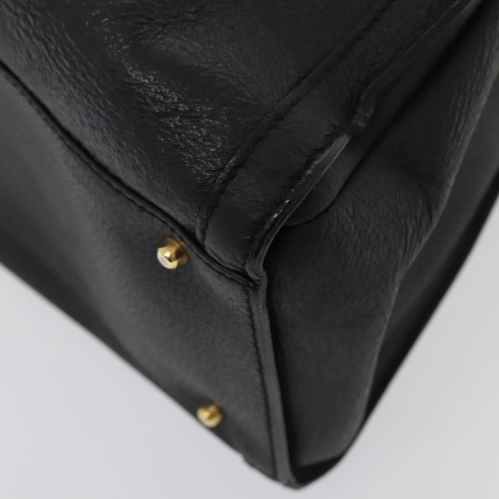 GUCCI Bamboo Hand Bag Leather Black Gold 002 2853 0260 0 90193