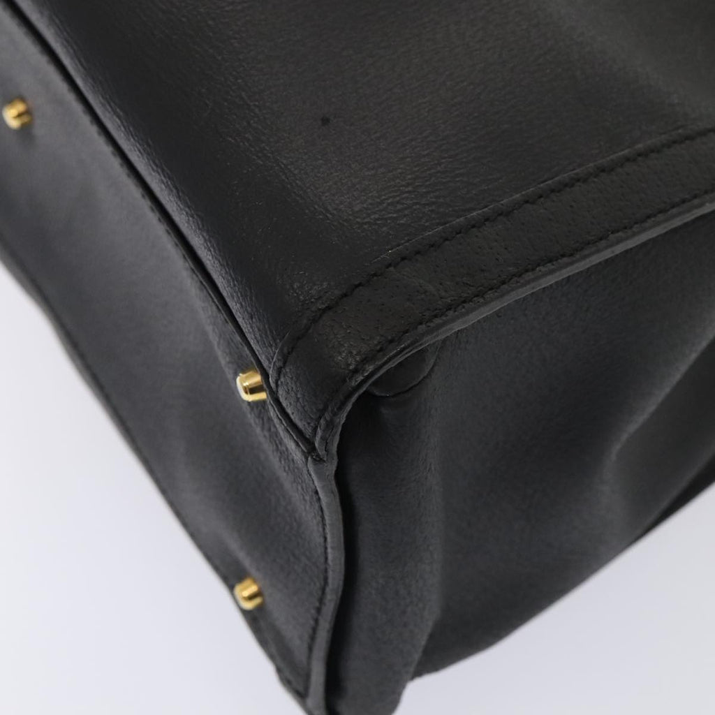 GUCCI Bamboo Hand Bag Leather Black Gold 002 2853 0260 0 90193