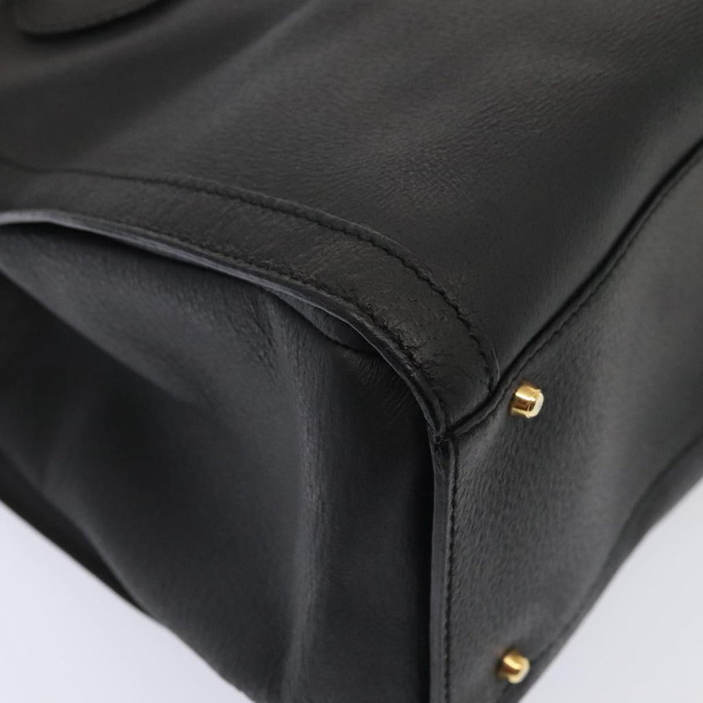 GUCCI Bamboo Hand Bag Leather Black Gold 002 2853 0260 0 90193