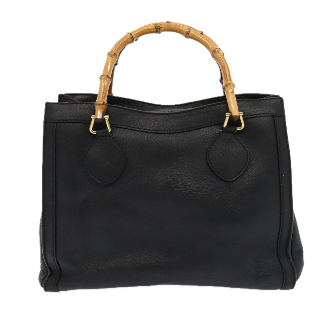 GUCCI Bamboo Hand Bag Leather Black Gold 002 2853 0260 0 90193