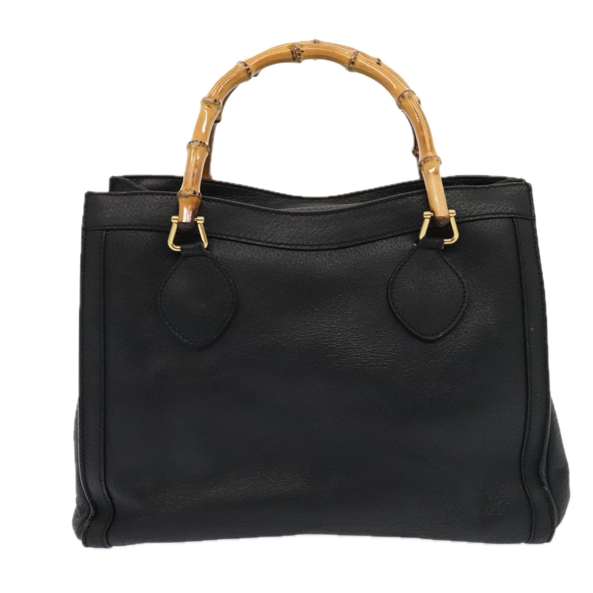 GUCCI Bamboo Hand Bag Leather Black Gold 002 2853 0260 0 90193