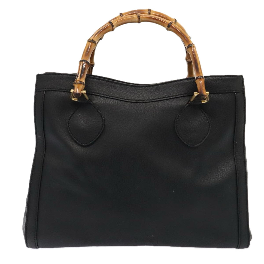GUCCI Bamboo Hand Bag Leather Black Gold 002 2853 0260 0 90193
