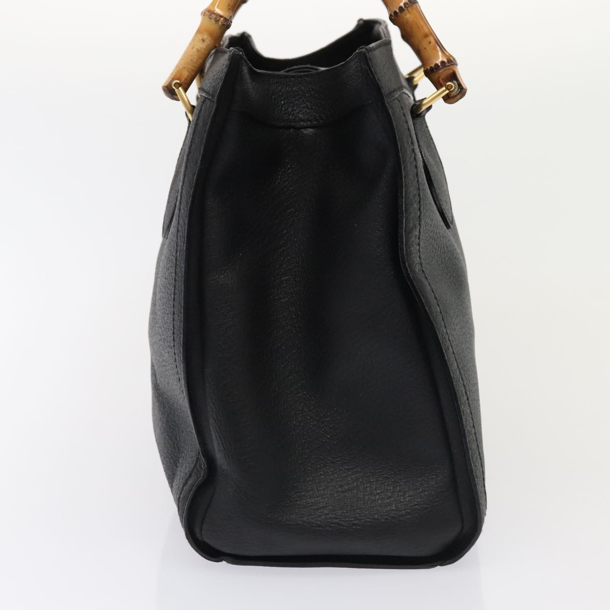 GUCCI Bamboo Hand Bag Leather Black Gold 002 2853 0260 0 90193