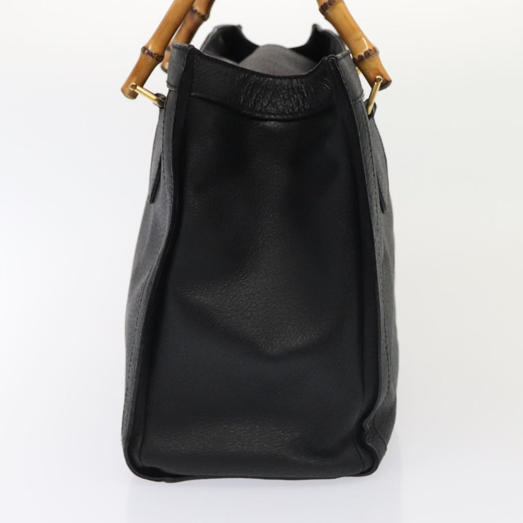 GUCCI Bamboo Hand Bag Leather Black Gold 002 2853 0260 0 90193