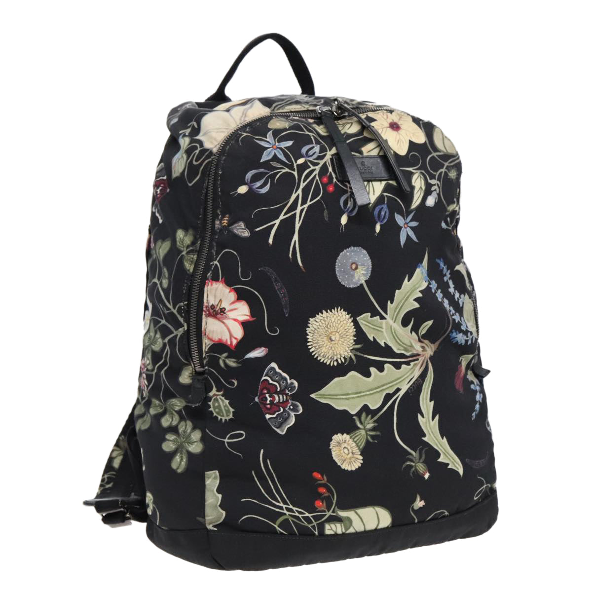 GUCCI Flora Backpack Canvas Black Silver 353476 90194