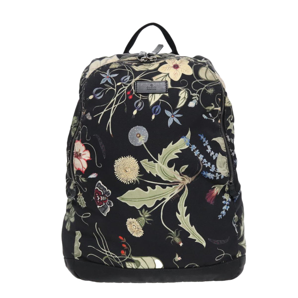 GUCCI Flora Backpack Canvas Black Silver 353476 90194