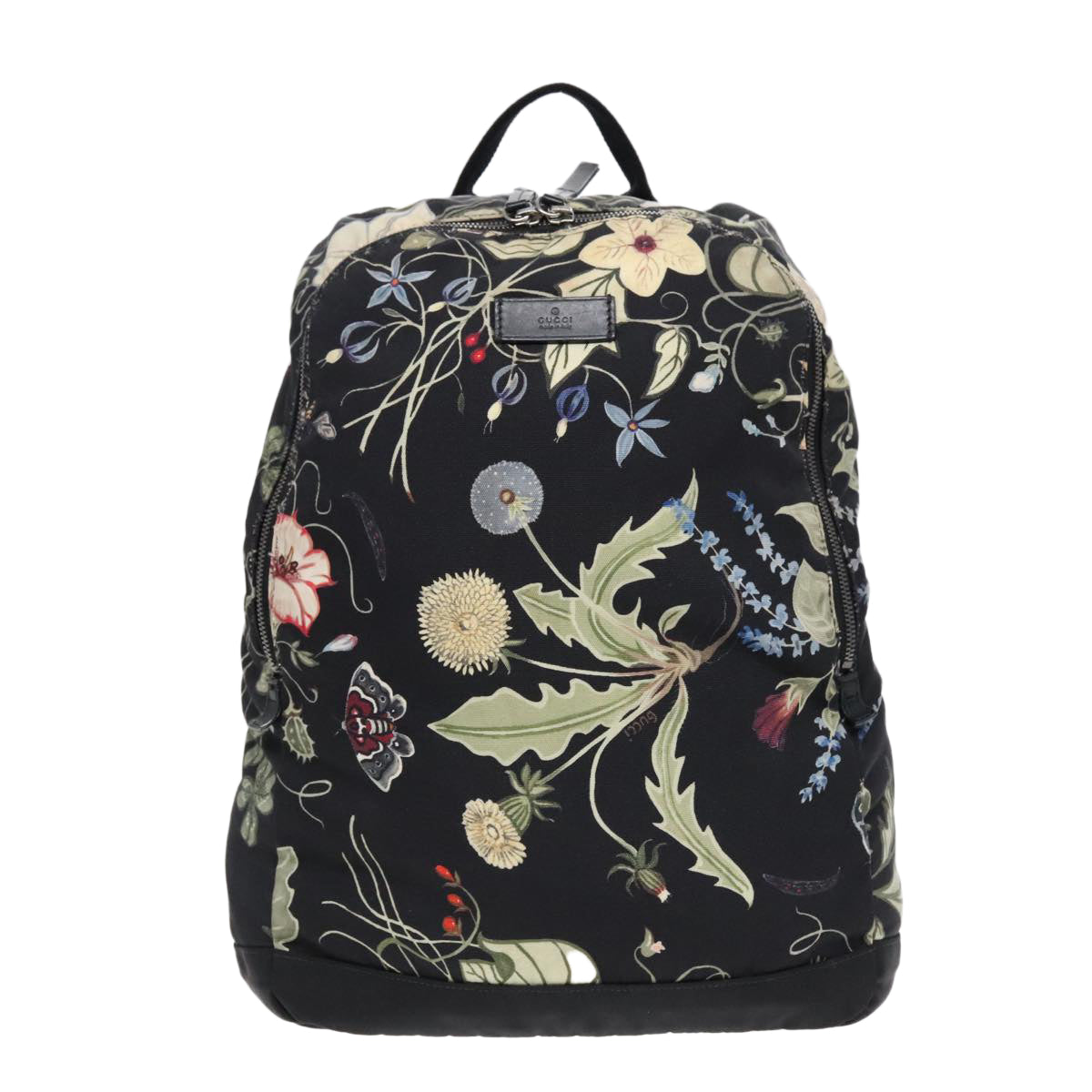 GUCCI Flora Backpack Canvas Black Silver 353476 90194