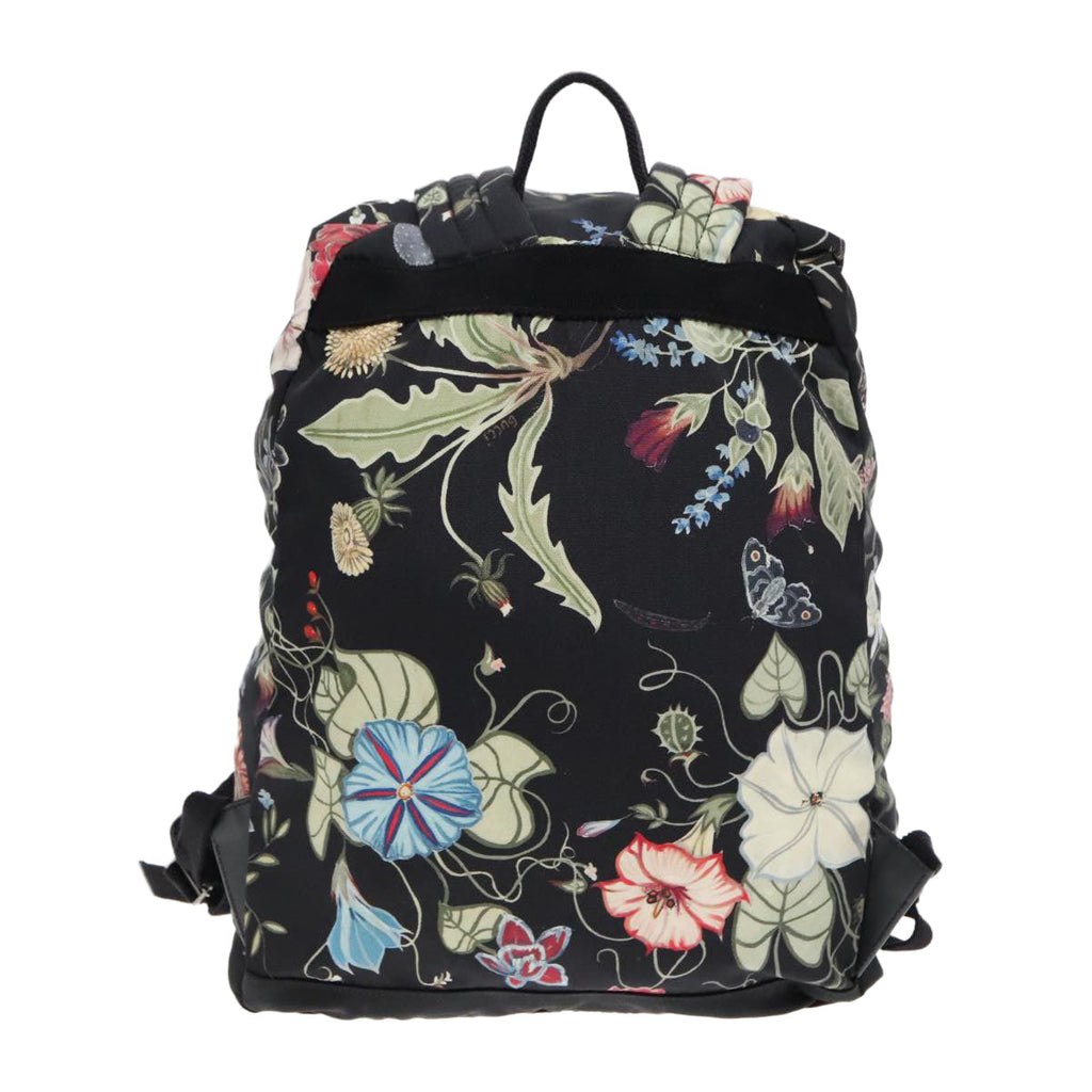 GUCCI Flora Backpack Canvas Black Silver 353476 90194
