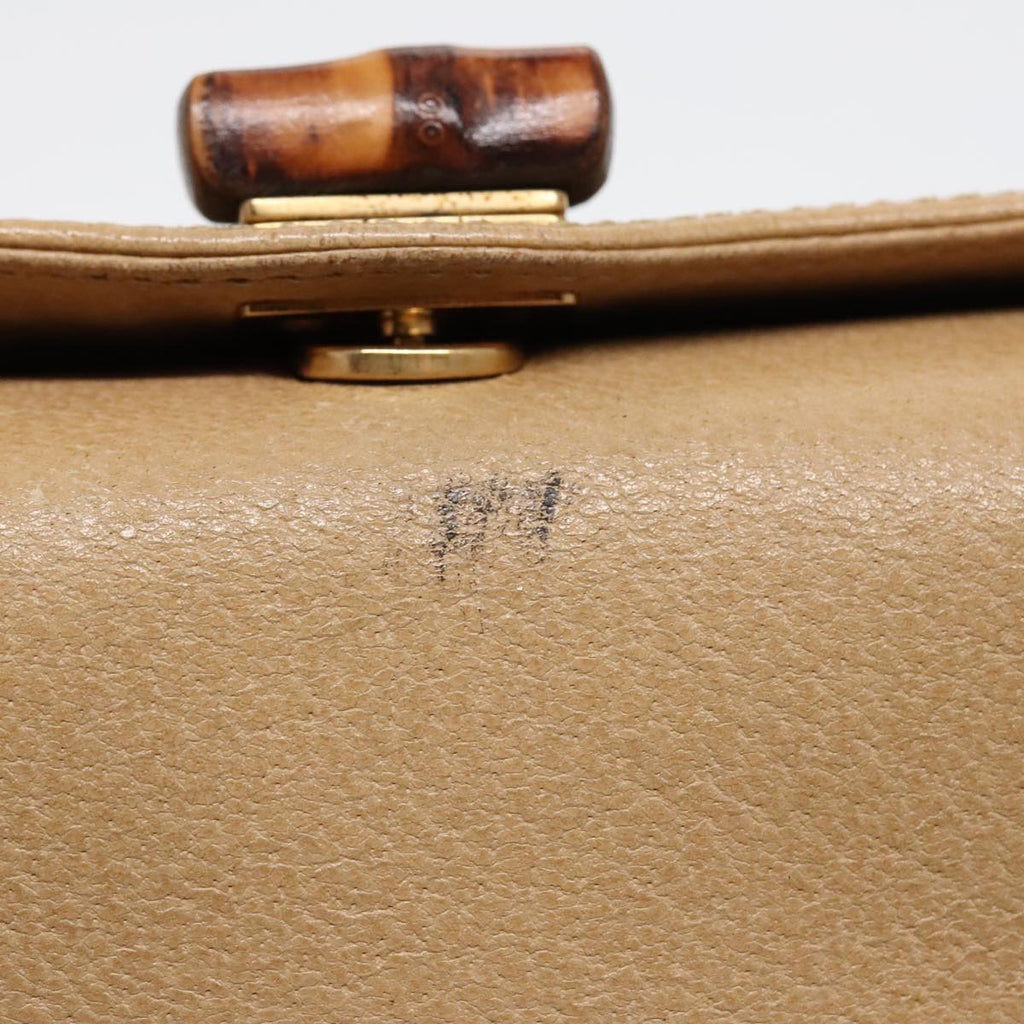 GUCCI Bamboo Hand Bag Leather 2way Beige Gold 000 33 0240 90195