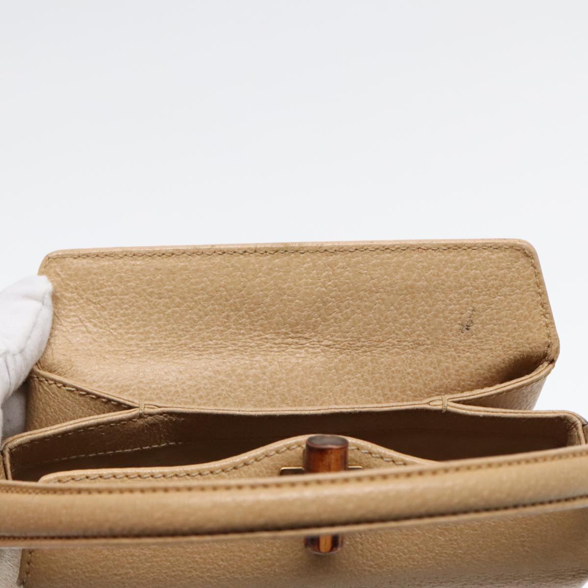 GUCCI Bamboo Hand Bag Leather 2way Beige Gold 000 33 0240 90195