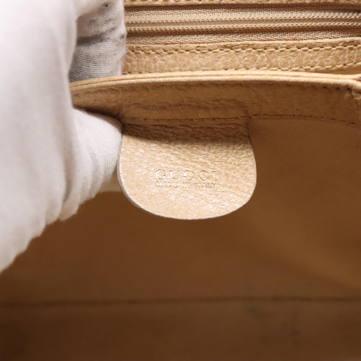 GUCCI Bamboo Hand Bag Leather 2way Beige Gold 000 33 0240 90195