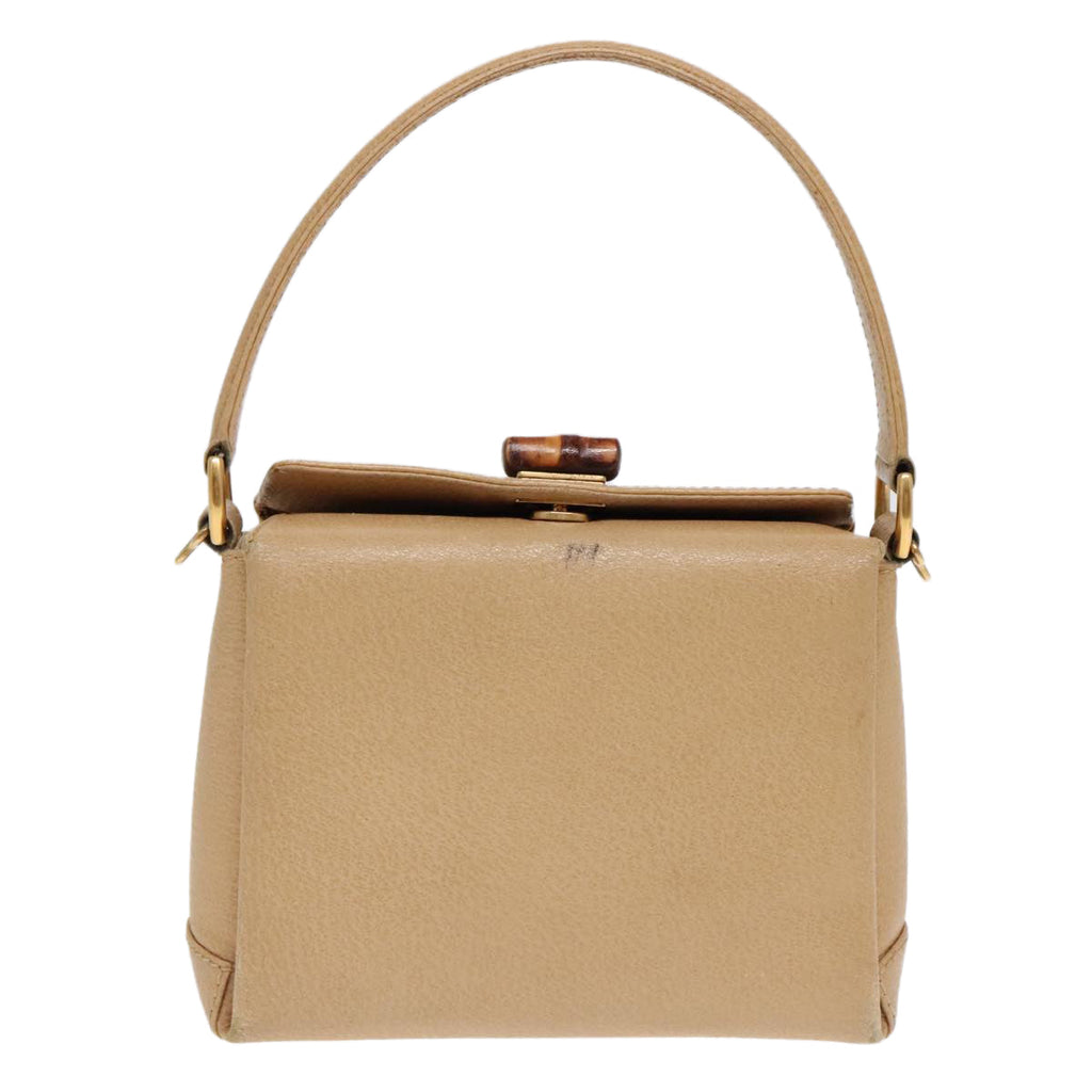 GUCCI Bamboo Hand Bag Leather 2way Beige Gold 000 33 0240 90195