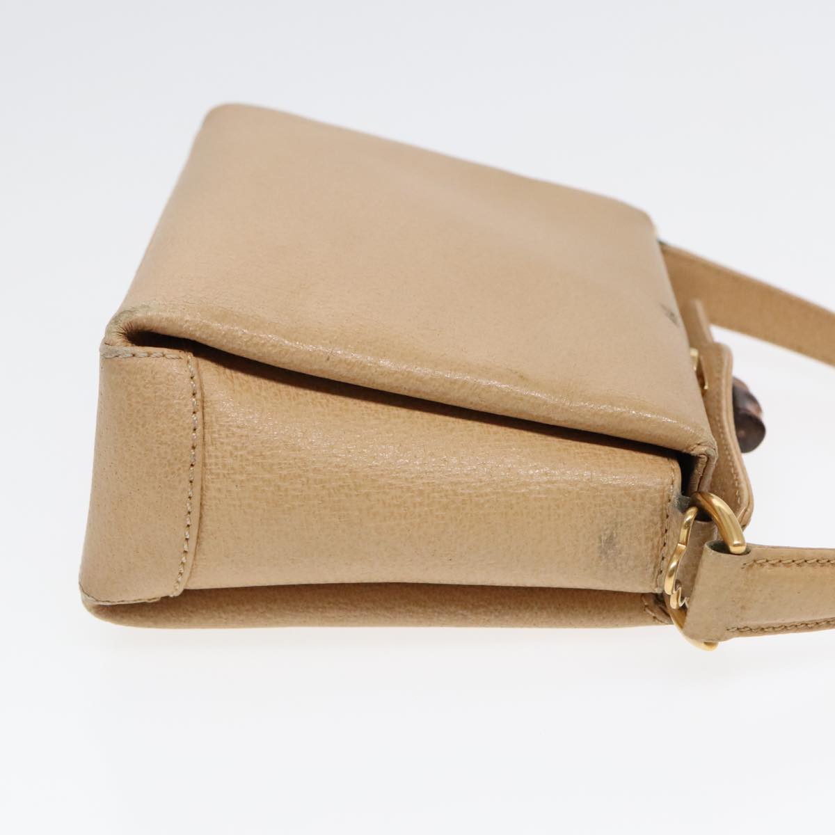GUCCI Bamboo Hand Bag Leather 2way Beige Gold 000 33 0240 90195