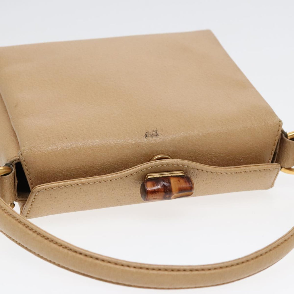 GUCCI Bamboo Hand Bag Leather 2way Beige Gold 000 33 0240 90195