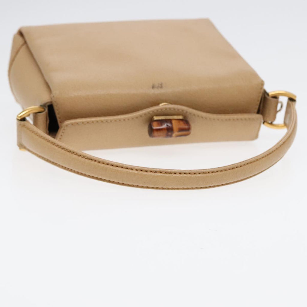 GUCCI Bamboo Hand Bag Leather 2way Beige Gold 000 33 0240 90195
