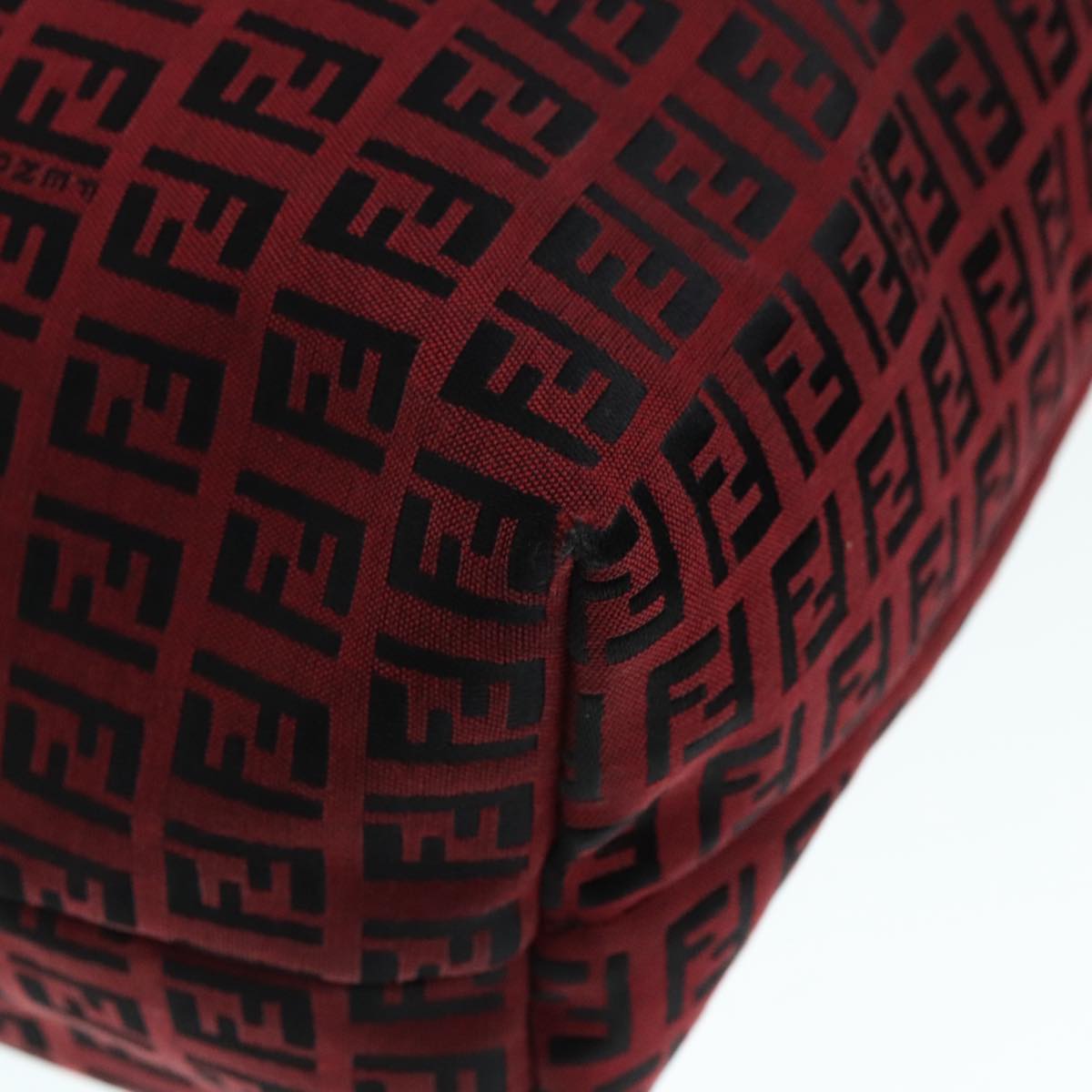 FENDI Zucchino Canvas Tote Bag Red Black Silver 90199