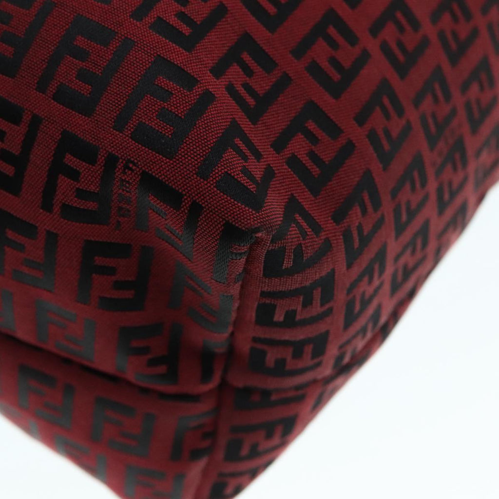 FENDI Zucchino Canvas Tote Bag Red Black Silver 90199
