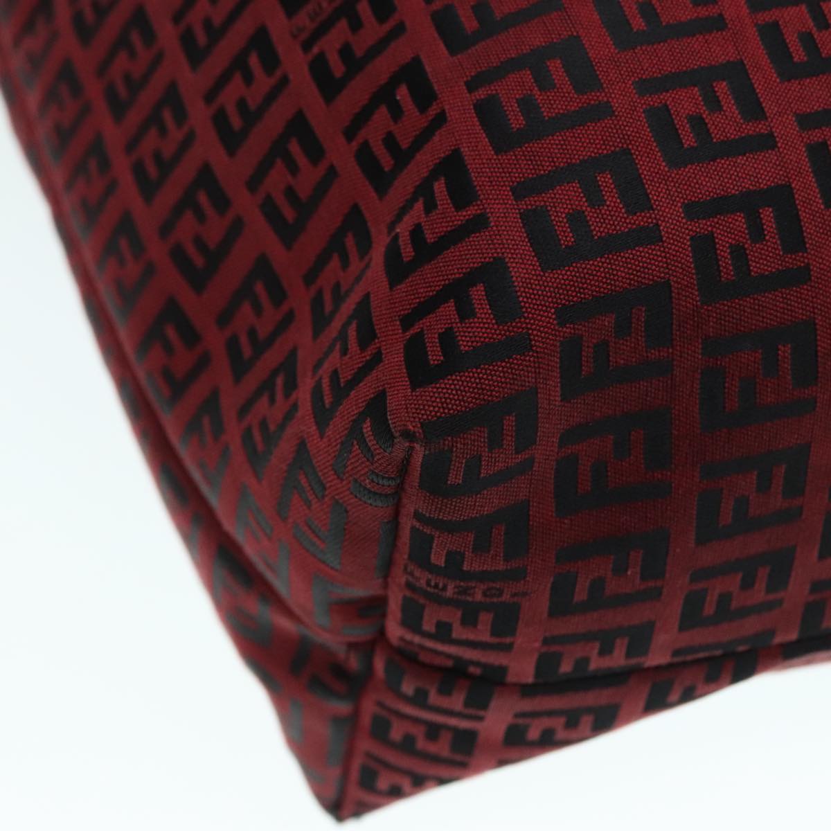 FENDI Zucchino Canvas Tote Bag Red Black Silver 90199