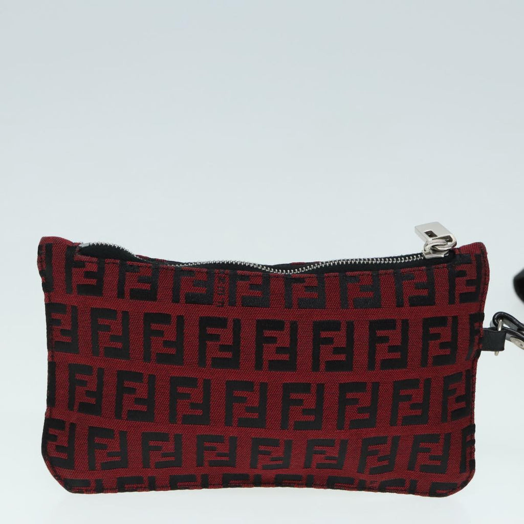FENDI Zucchino Canvas Tote Bag Red Black Silver 90199