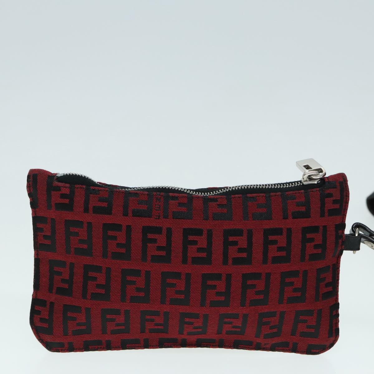 FENDI Zucchino Canvas Tote Bag Red Black Silver 90199