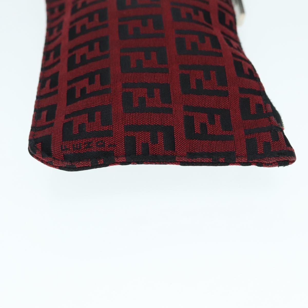 FENDI Zucchino Canvas Tote Bag Red Black Silver 90199