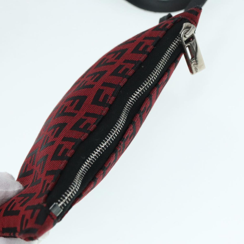 FENDI Zucchino Canvas Tote Bag Red Black Silver 90199