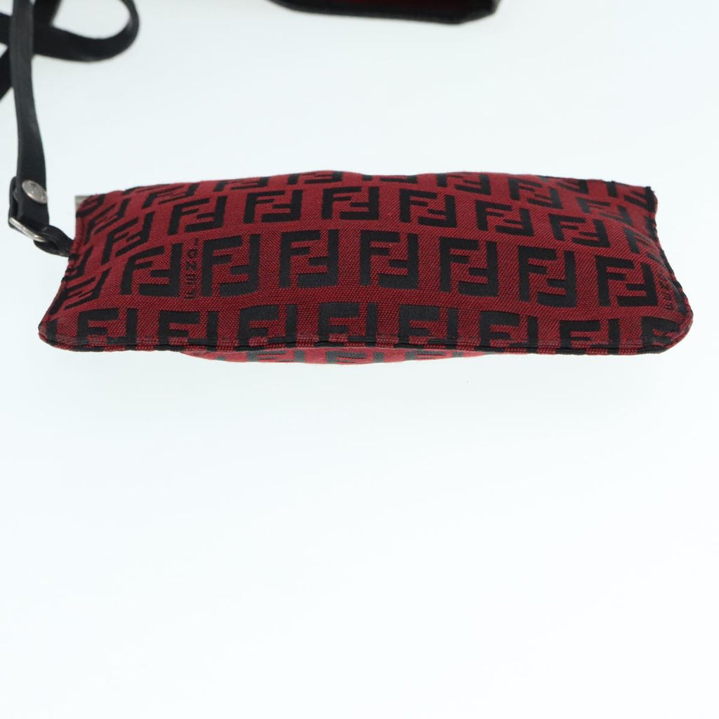 FENDI Zucchino Canvas Tote Bag Red Black Silver 90199
