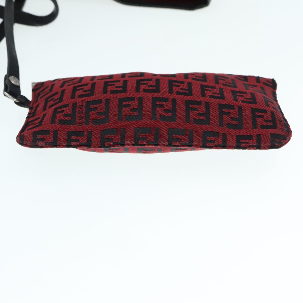 FENDI Zucchino Canvas Tote Bag Red Black Silver 90199