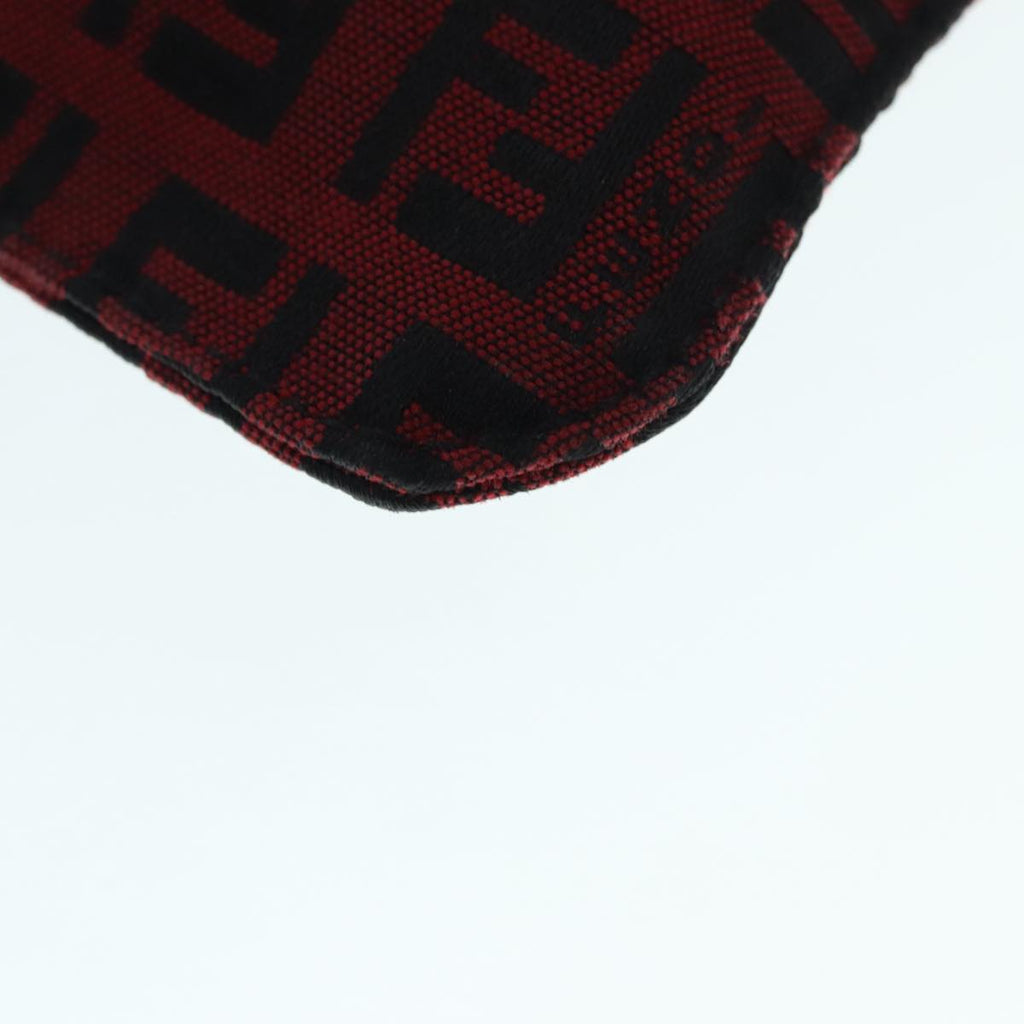 FENDI Zucchino Canvas Tote Bag Red Black Silver 90199