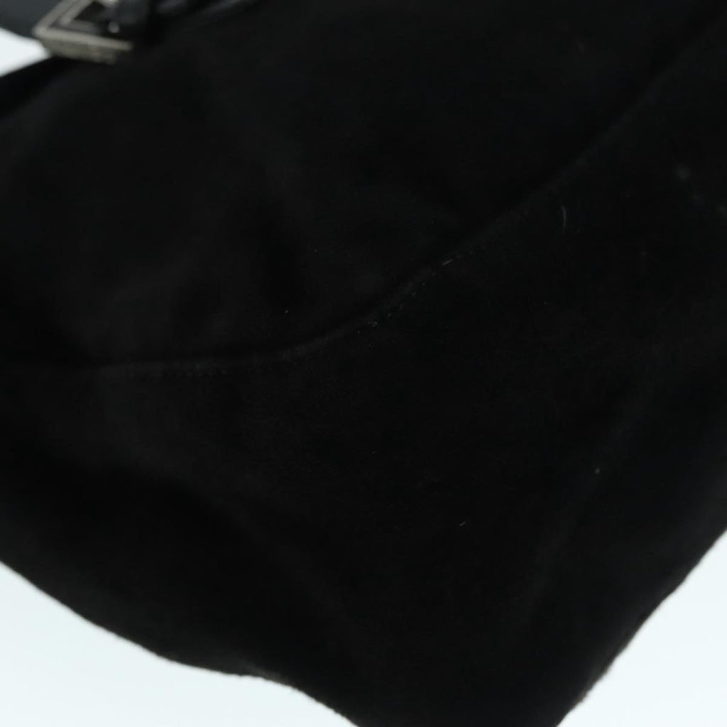 FENDI Hand Bag Suede Leather Black Silver 90200