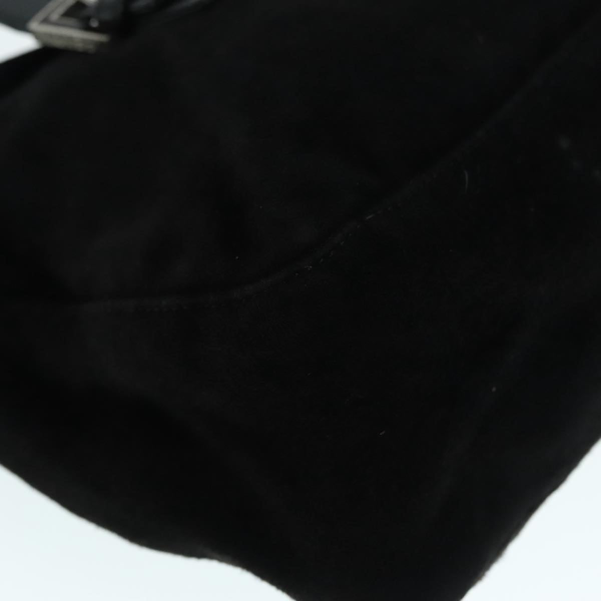 FENDI Hand Bag Suede Leather Black Silver 90200