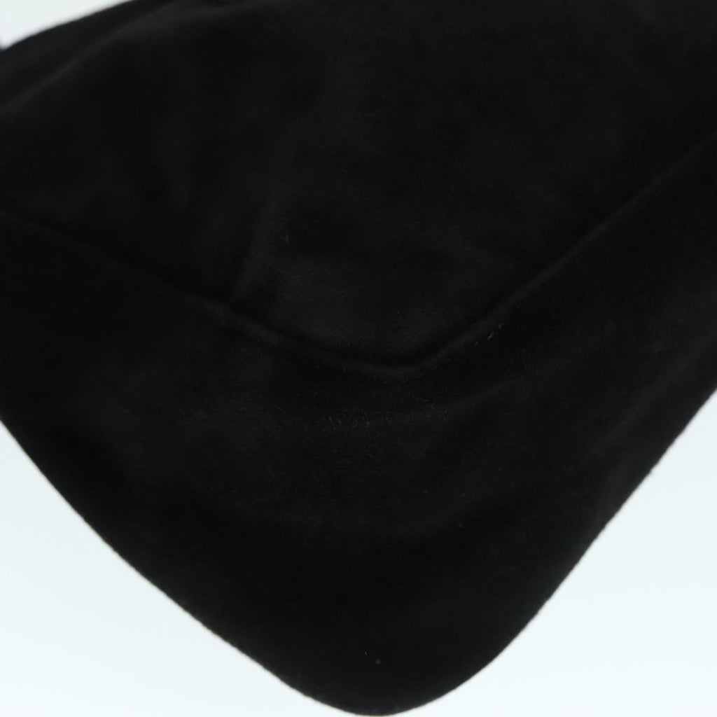 FENDI Hand Bag Suede Leather Black Silver 90200