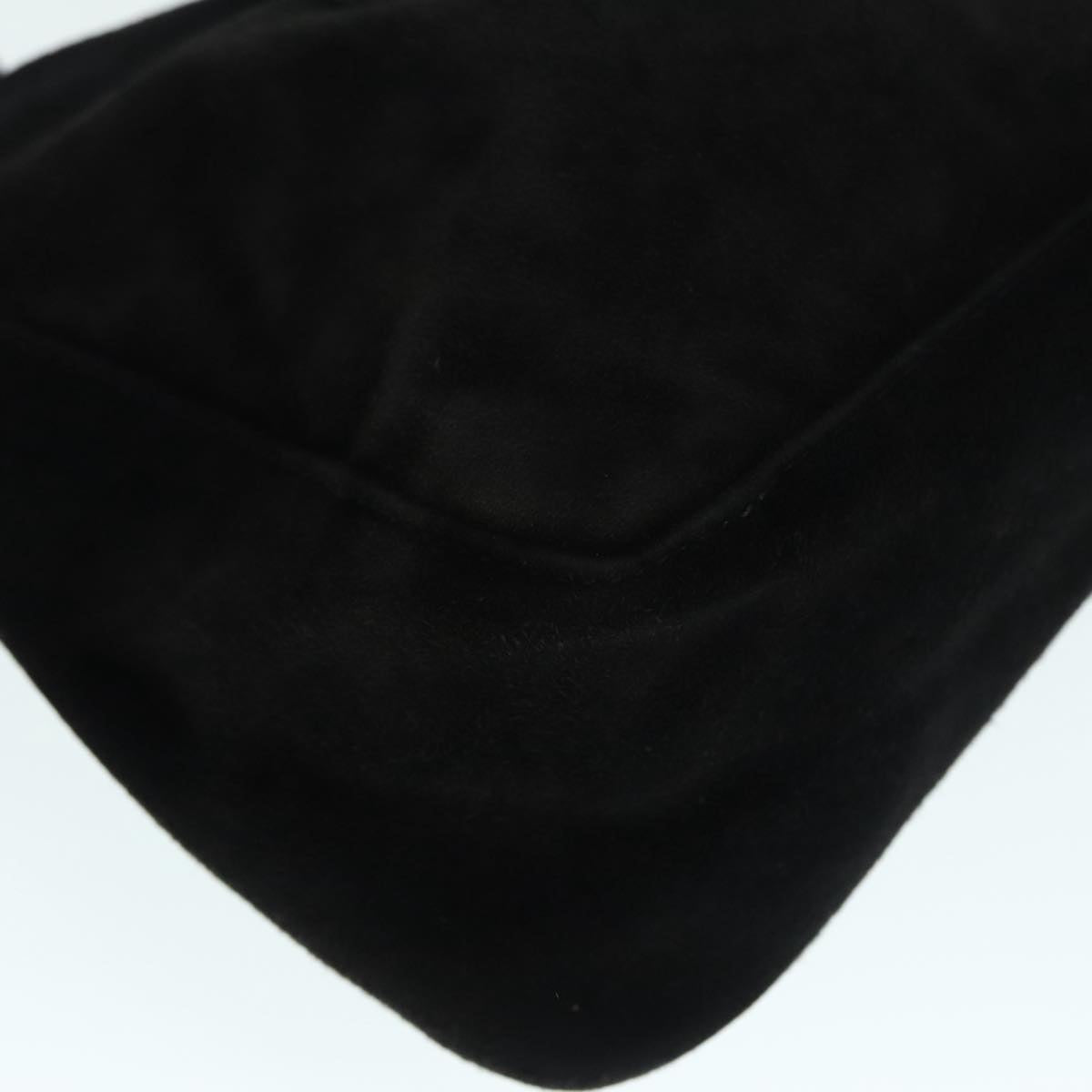 FENDI Hand Bag Suede Leather Black Silver 90200